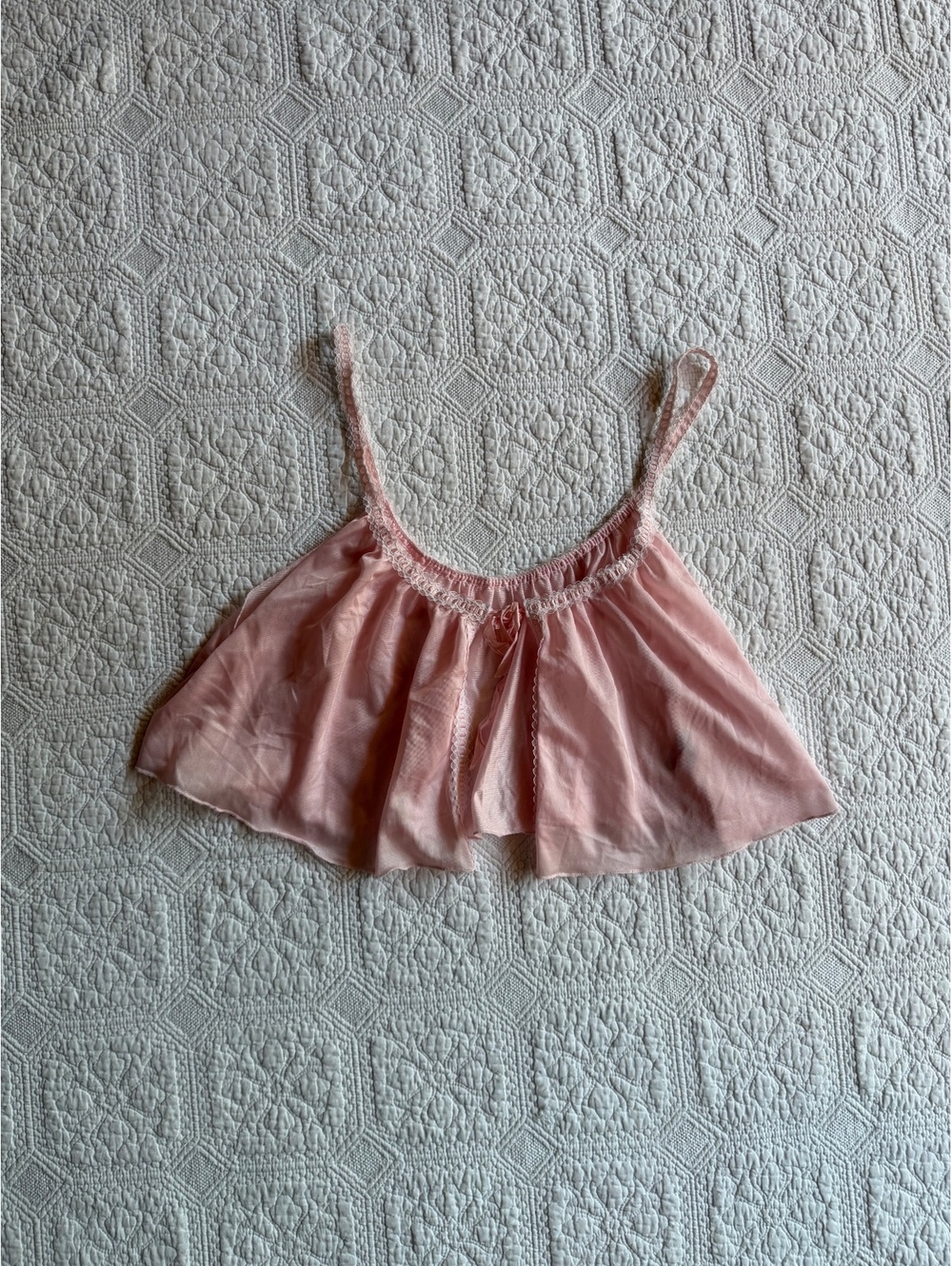 Vintage lady Desiree  Pink  Lingerie Camisole Top with Lace Trim, Size One Size